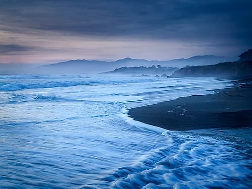 USA-California-Cambria Dusk at Moonstone Beach Coastal Print